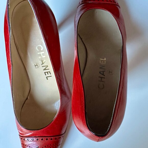 Chanel Leather Red Shoes US Size 6.5 (37.5) - Picture 3 of 13